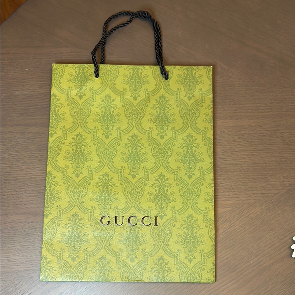 Gucci Stylish Green Tone on Tone Shopping Tote, 12 1/2”x9 1/2”x5